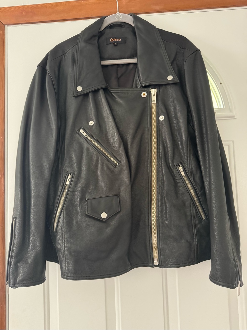 Quince Women’s Black Leather Moto Jacket